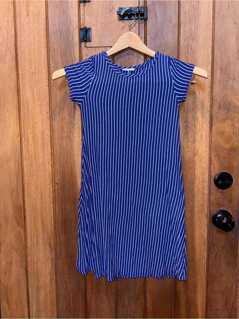 Pinc Blue and White Striped Midi Dress